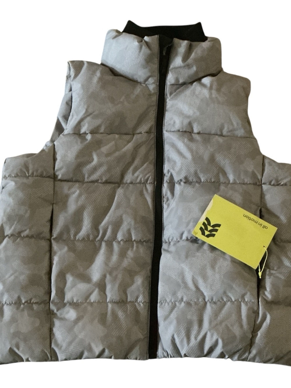 all in motion Gray Quilted Kids Puffer Vest with Black Trim